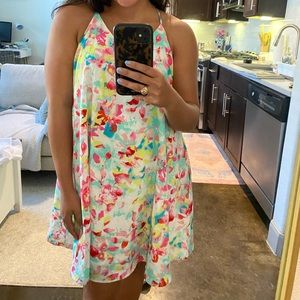 Neon flower print dress